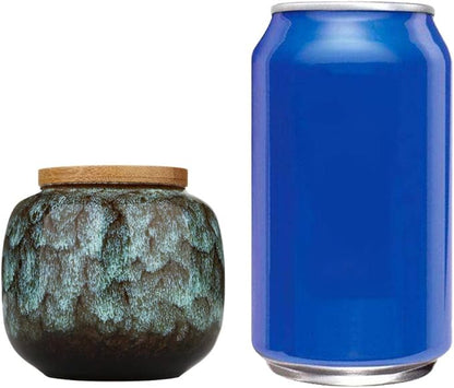 Gets Traditional/Vintage Chinese Style Ceramic Storage Jars with Bamboo Lid, Tea Tins Cans Canister for Kitchen Spice, Tea, Coffee, Condiment (Light blue)