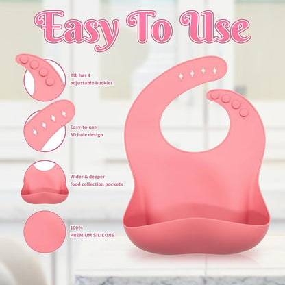 Silicone Baby Feeding Set, 10 Pcs, Baby Led Weaning Supplies, BPA Free, Red