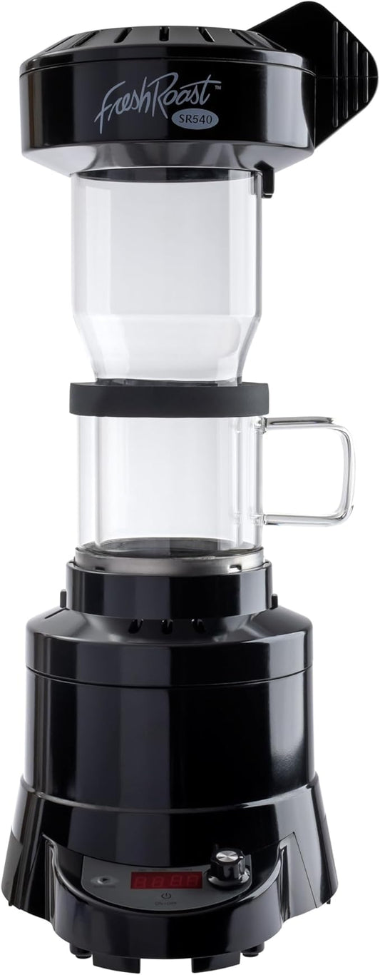 Coffee Roaster Bundle SR540, Glass Extension Tube, Pour Over DIgital Scale, (2lbs) Sample Pack of Green Beans, (2-Pack) Sample Trays, Chaff Brush