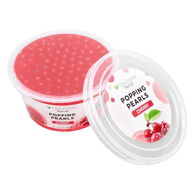 Tea Zone [1 Pound] Cherry Popping Pearls, Bursting Pearls for Teas, Shakes, Smoothies, Dessert Toppings