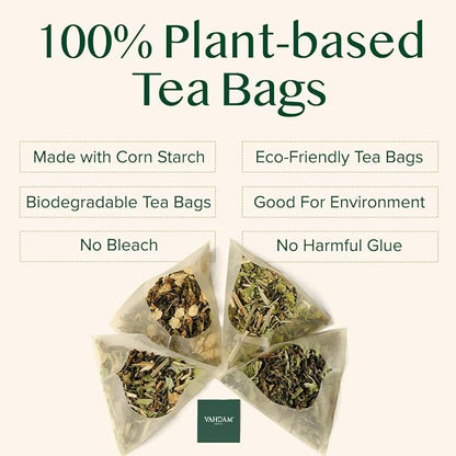 VAHDAM, Turmeric Spice Herbal Tea Bags (100 Pyramid Tea Bags) | Caffeine Free, Non GMO & Gluten Free | Turmeric Ginger Tisane with Cardamom, Cinnamon, Lemongrass & Black Pepper