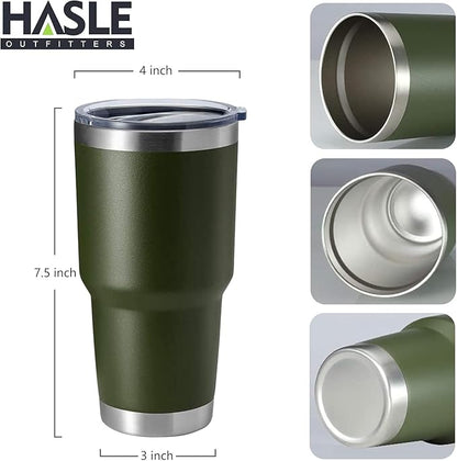 HASLE OUTFITTERS 30oz Stainless Steel Tumbler, Double Wall Vacuum Insulated Travel Mug Tumbler, Durable Insulated Coffee Mug, Gift Box Set (Amey Green, 12)