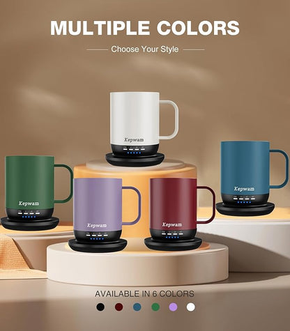 Self Heating Coffee Mug T1-16oz Fast Heating & Ultra Long-Lasting Battery Life, Heated Coffee Mug Up to 149℉ - Touch & App Controlled Coffee Mug, Birthday Gifts for Women and Men