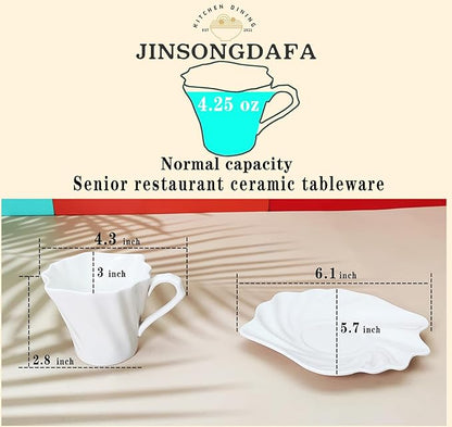 4.25 oz Espresso cups set of 4 | Italian style espresso cups and saucers | Porcelain espresso cup set | Espresso mugs | Demi tasse cups | Espresso cups and saucers|tea cup and saucer
