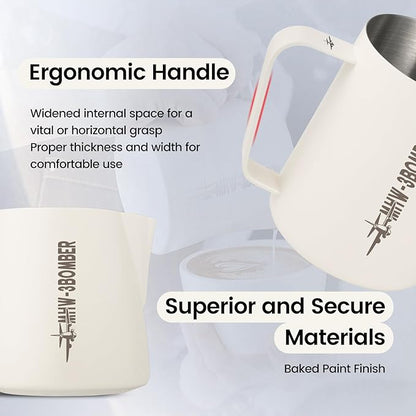 MHW-3BOMBER Espresso Steaming Pitcher Milk Frothing Pitcher Stainless Steel Milk Coffee Cappuccino Latte Art Barista Cup 20oz/600ml P5021W