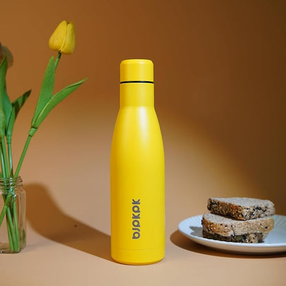 BJPKPK 12oz Water Bottles Stainless Steel Double Wall Vacuum Insulated Small Water Bottles for Travel,Yellow