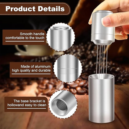 WDT Espresso Distribution Tools Espresso Stirrer Tool WDT Coffee Distributor for Barista Espresso Machine Accessories 9*0.35mm Espresso Grounds Stirrer with Extra 9 Replaceable Needles,Silver