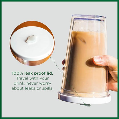 Reusable Iced Coffee Cup (16 Oz/Grande), Leak Proof and Double Wall Insulated Iced Coffee Tumbler, Come with Reusable Plastic and Metal Straws and Straw Cleaner
