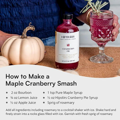 HipStirs Cranberry Syrup for Drinks - Our Cranberry Pie Syrup Uses Real Ingredients to make it the Perfect Winter Drink Mixer (8 Fl Oz)