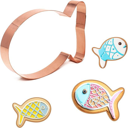 Goldfish Cookie Cutter 5.5 Inch Handmade Copper USA-Made by The Fussy Pup