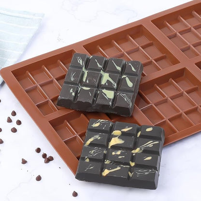 Chocolate Bar Molds Deep Silicone Break-Apart Chocolate Nonstick Protein and Energy Bar Mold Square Thick Candy Mold Wax Melt 2 Pack