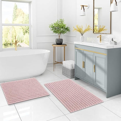 Arotive Luxury Chenille Bathroom Rug Mat, Extra Soft Thick Absorbent Shaggy Bath Rugs, Non-Slip Machine Wash Dry, Plush Bath Mats for Bathroom, Shower and Tub, 30x20, Dirty Pink