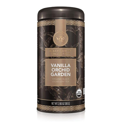 Teabloom Organic Black Tea, Vanilla Orchid Garden Loose Leaf Tea, USDA Certified Organic and Kosher Certified, 2.80 Ounce Canister Makes 35-50 Cups
