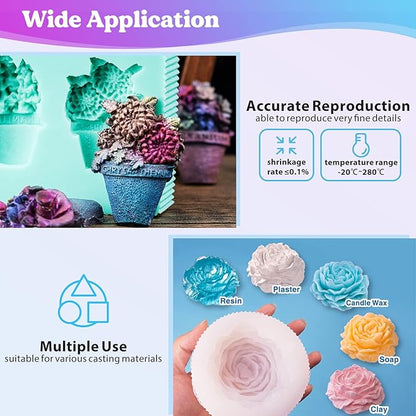 LET'S RESIN Silicone Mold Making Kit-Translucent Silicone Rubber Non-Toxic Liquid Mold Making Silicone-20.46oz Super Elastic Molding Silicone-Ideal for 3D Molds,Resin Molds,Silicone Molds-4H Fast Cure