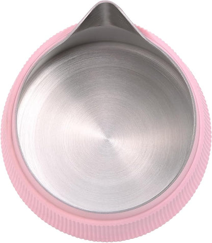 Normcore Handleless Milk Frothing Jug, Milk Pitcher 15.2 oz, Milk Frother Steamer Cup Stainless Steel Espresso Cup, Round Spout, Pink, 450 ml