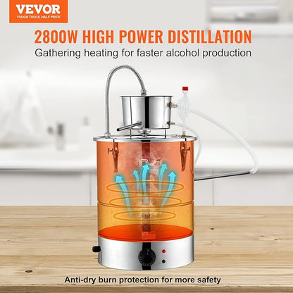 VEVOR Electric Alcohol Still 13Gal/50L,230V/60Hz, Alcohol Distiller, Distillery Kit for Alcohol include Pump & One-way Exhaust Valve & Thermometer