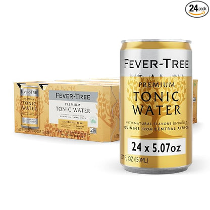 Fever-Tree Tonic Water - Premium Quality Mixer - Refreshing Beverage for Cocktails & Mocktails. Naturally Sourced Ingredients, No Artificial Sweeteners or Colors - 5.1 Fl Oz Cans - Pack of 24