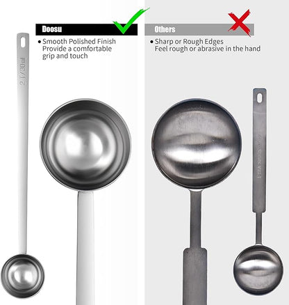 18/8 Stainless Steel Coffee Scoop, Doosu Food-Grade Metal Measuring Spoon with 8.5in Long Handle, Tablespoon Scooper for Coffee Beans, Ground Coffee, Espresso, Protein Powders, Tea, Sugar (2 Tbsp)