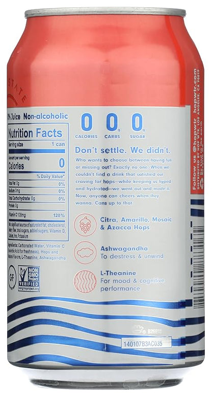HOP WTR Sparkling Hop Water, Ruby Red Grapefruit 12 Pack, Sugar Free, Low Carb Non Alcoholic Drinks, NA Beer, Adaptogen Drink, No Calories, Adaptogens & Nootropics for Added Benefits, 12 oz Cans