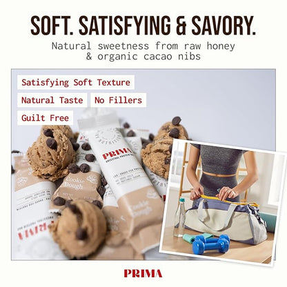 Prima Ancestral Protein Bar – Clean Grass Fed Protein Bar with Whey, Collagen, Honey, and Coconut – 16g Protein, No Preservatives or Seed Oils – Cookie Dough - 7 Pack