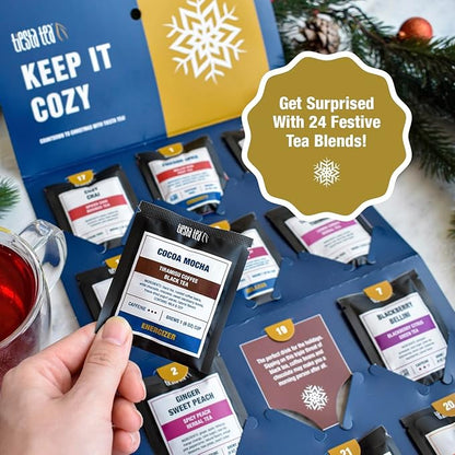 Tiesta Tea Advent Calendar 2025, Loose Leaf Herbal Tea Variety Pack, 24 Exquisite Loose Leaf Blends for Brew Lovers, Box of Herbal and Fruit Infusions, Hot or Iced, Holiday Gift Set Package