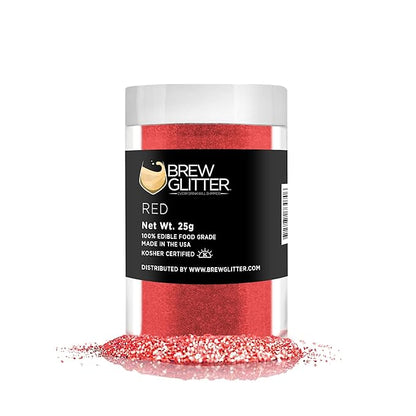 Brew Glitter - Red (25g 1x Shaker Jar) | Edible Glitter For Drinks, Beer and Cocktail Beverages by Bakell