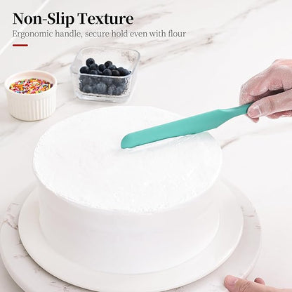 600ºF Heat Resistant Spatulas, High Heat Food Safe Semless Kitchen Silicone Scraper Set for Cooking Baking Mixing Scraping Stirring Nonstick Cookware Pan Bowl (4Pcs,Turquoise)