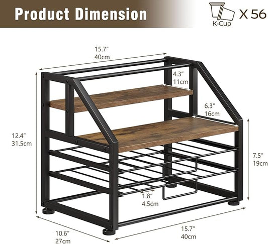 Coffee Pod Drawer Holder K-Cup Holder Drawer for 56 Coffee Pods Storage 4-Tier Coffee Pod Holder Organizer Coffee Station Organizer for Countertop Kitchen Office Coffee Bar Accessories