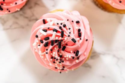 Bakerpan White-Black Nonpareils Sprinkles - 7 Ounces White & Black Sprinkles for Cake Decorating - Edible Nonpareils for Cupcakes, Ice Cream, Cake Decorations (Made in USA)