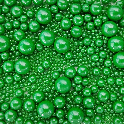 Edible Christmas Green Sugar Pearls Candy Sprinkles 120G/ 4.23Ounce Baking Cake Sprinkles Cupcake and Cake Topper Cookie Decorations Wedding Party Valentines Halloween Christmas Supplies