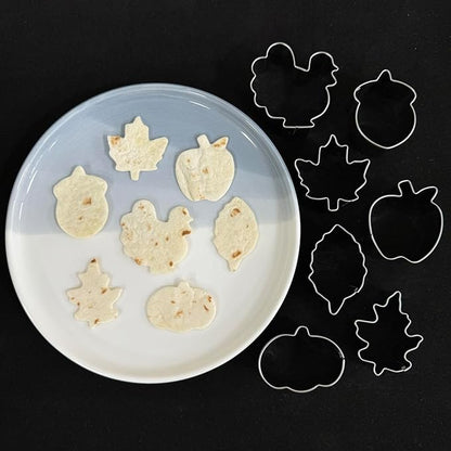 Mini Autumn Cookie Cutter Set-7 Piece-2.0 Inch-Diswasher Safe-Mini Autumn Leaf, Apple, Pumkin, Acorn, Maple, Turkey-Mini Baking Pie Crust Cutter for Thanksgiving