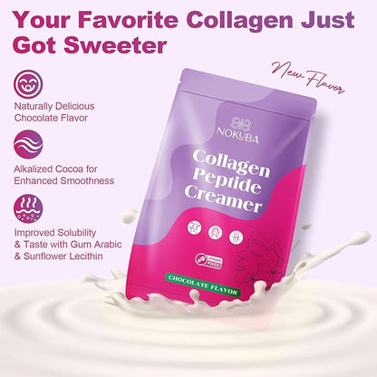 Collagen Protein Coffee Creamer Powder, Marine Collagen Peptides with Coconut Mct Oil for Hair Skin & Nails Support, Non Dairy, Sugar Free, Keto Friendly, Chocolate Flavor, 500g (20 Servings)