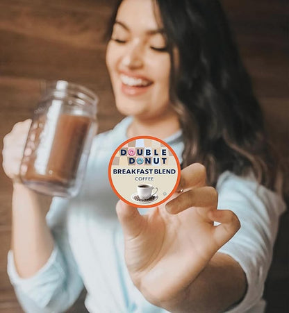 Double Donut Coffee Breakfast Blend Fresh Medium Roast Coffee SingleServe Pods for Keurig K Cup Brewer Machines 24 Capsules per Box