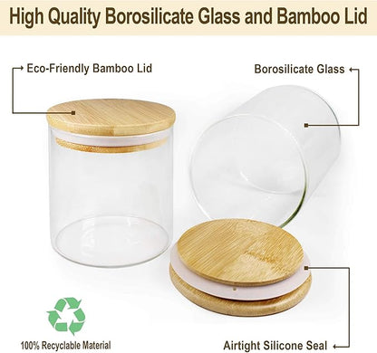 Glass Jars with Bamboo Lids (40oz in 3 Pack), Glass Food Jars and Canisters Sets, Pantry Food Storage Jars with Airtight Lids, Large Glass Canisters with lids