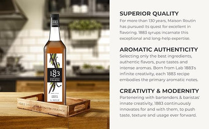 1883 French Vanilla Syrup for Coffee and Drinks – Made in France, Premium Flavoring, 1 Liter Glass Bottle