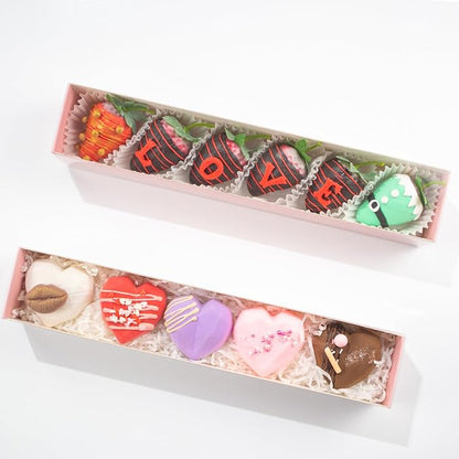 50Pack Strawberry Boxes - 12x2.2x2 Inch with Clear Window for Macaron, Chocolate Truffle, Cookie & Bakery Boxes