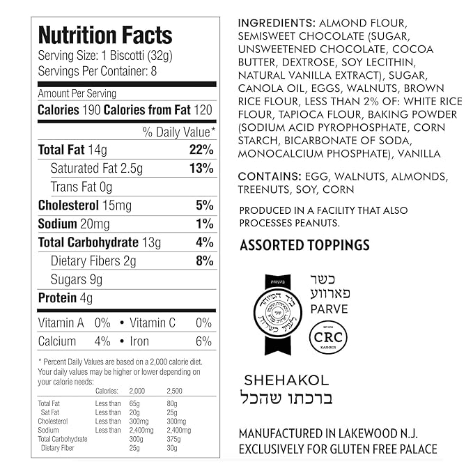 Gluten Free Palace Biscotti Cookie Gift Basket – Gluten Free Cookie – Gift Basket for Birthday, Family, Sympathy, Men, Women & Thank You (15 Count)