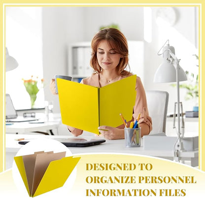 24 Pcs Classification Folders Letter Size, Back to School Supply for Teacher, Student, 2 Pocket Dividers Pressboard File Folder Bulk with 2 Fasteners, 2 in Expanding File Organizer (Yellow)
