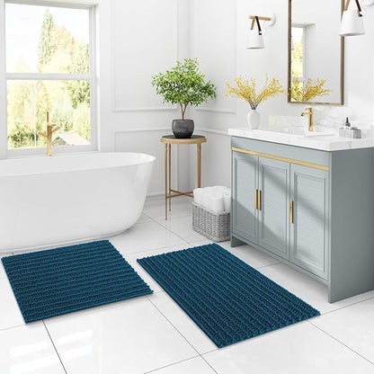 Arotive Luxury Chenille Bathroom Rug Mat, Extra Soft Thick Absorbent Shaggy Bath Rugs, Non-Slip Machine Wash Dry, Plush Bath Mats for Bathroom, Shower and Tub, 40x24, Peacock Blue