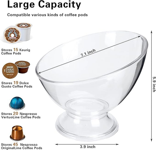MOLFUJ Coffee Pod Holder, Clear K Cup Holder Plastic, Espresso Pod Holders for Counter Small, Pod Storage for K Cups, Vertuo Capsule Creamer Organizer for Coffee Bar