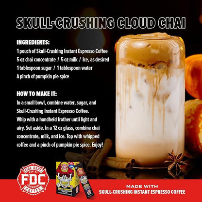 Fire Department Coffee - Skull Crushing Instant Espresso Coffee - Instant Coffee Packets Single Serve - Gives Back to Firefighters - Veteran Owned - Enjoy Hot or Cold (Pack of 60)