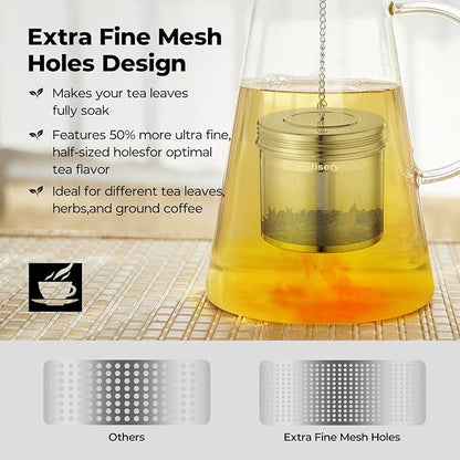 Reinmoson 2 Pack Large Tea Ball Infuser for Loose Leaf Tea & Spice Ball for Cooking Soup, 304 Stainless Steel, Threaded Lid, Chain Hook, Extra Fine Mesh Tea Strainer Ball for Herb, Iced Tea