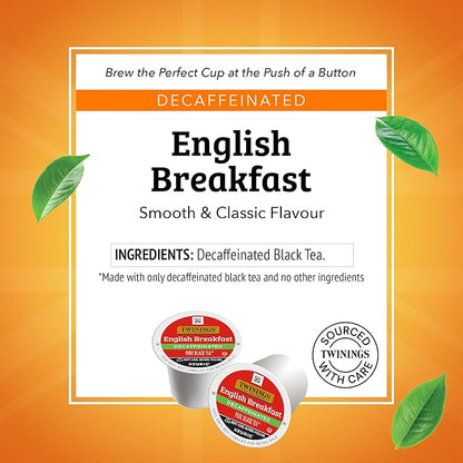 Twinings Decaffeinated English Breakfast Black Tea K-Cup Pods for Keurig, 24 Count (Pack of 1), Smooth, Flavourful, Robust, Enjoy Hot or Iced