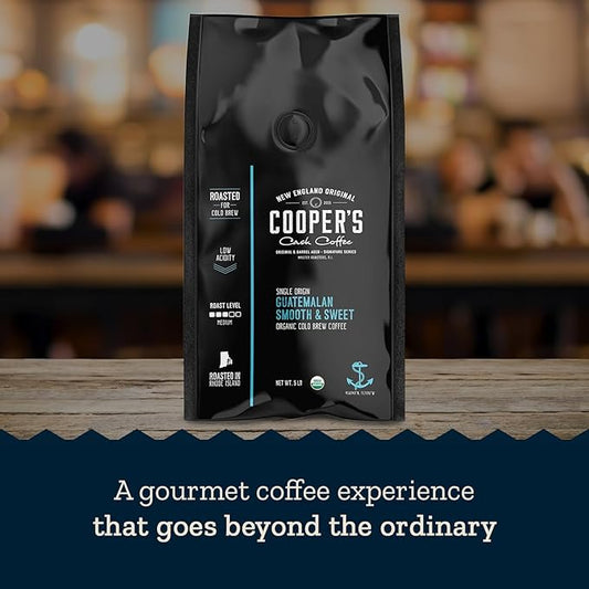Organic Cold Brew Coffee - Guatemalan Coffee Beans Crafted For Cold Brewing - Ground, Medium Roast, 5 lb