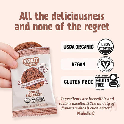 Skout Organic Double Chocolate Soft Baked Cookie (3 Pack) | Soft Baked Cookies | Plant-Based | Vegan | Gluten, Dairy, & Soy Free