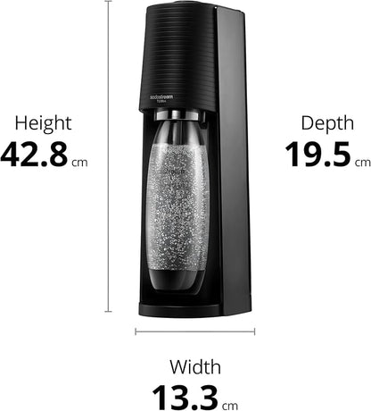 SodaStream - Terra Soda Streaming Machine - STARTER KIT - Sparkling Water Maker with CO2 & Bubly Drop - Eco-Friendly, No Batteries Needed - Black