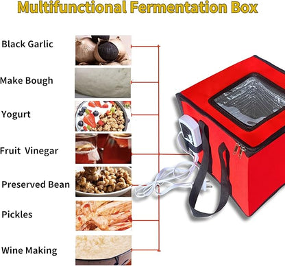 Bread Proofing Box with Heater, Foldable Sourdough Dough Proofer with 33-122℉ Temperature Control,Starter Warmer for Making Bread, Pizza,Yogurt, Natto and Handmade Soap Red, 13.8 * 13.8 * 13.8inch