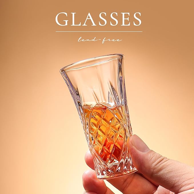 6 Pack Shot Glass Bulk Set with Heavy Base 2 OZ Small Shot Cups for Vodka, Whiskey, Tequila, Espresso, Liquor Set