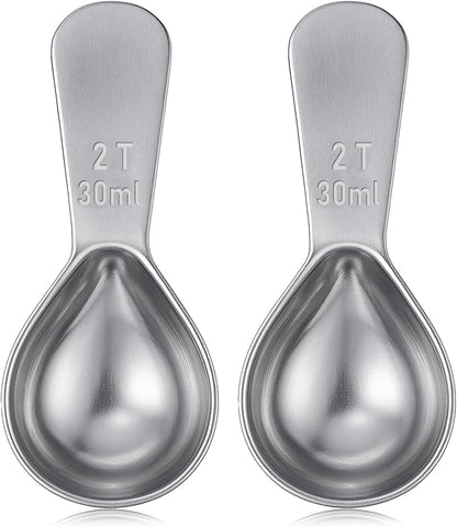 2 Pcs 2 Tbsp Scoop, Stainless Steel 2 Tablespoon Capacity, 30ml Short-Handled Coffee Scoop for Ground Coffees Fits Inside Canisters