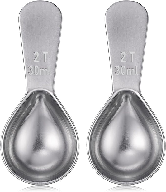 2 Pcs 2 Tbsp Scoop, Stainless Steel 2 Tablespoon Capacity, 30ml Short-Handled Coffee Scoop for Ground Coffees Fits Inside Canisters